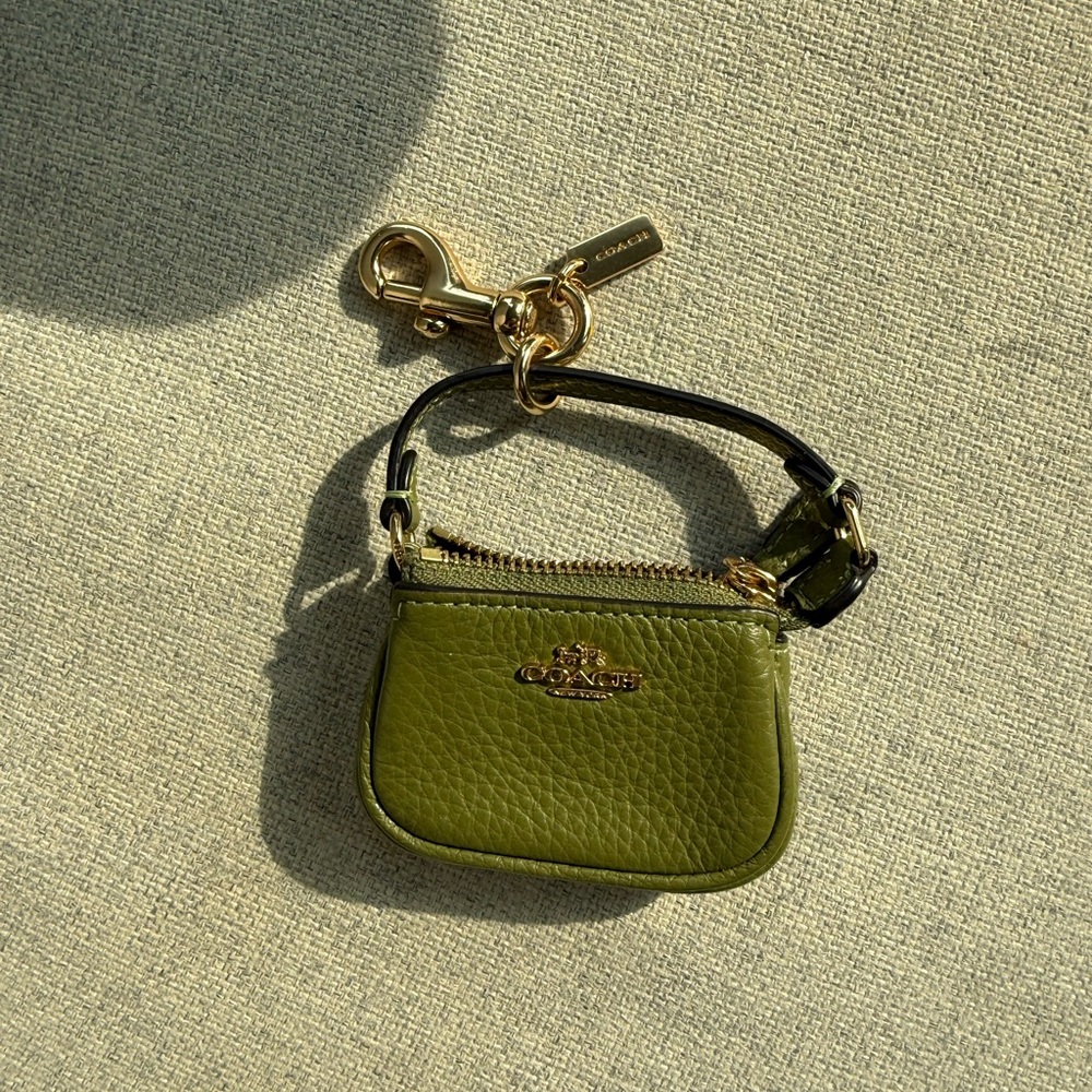 Coach Olive Keychain Pouch with Gold Accents